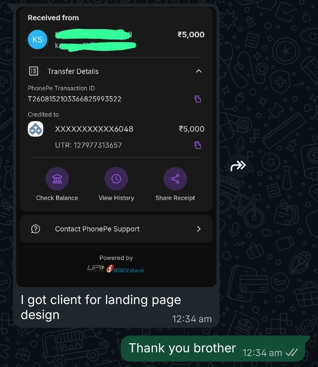 Freelancing Client Deal & Payment Proof